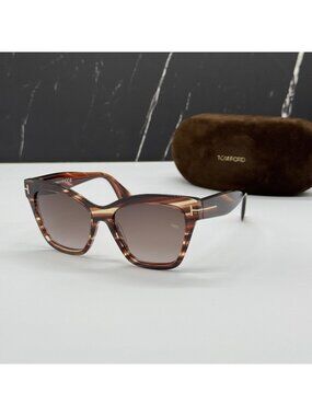 NEW TOM FORD ELVIRA TF1217 55T HAVANA/BROWN WOMEN CAT EYE SUNGLASSES FT1217
